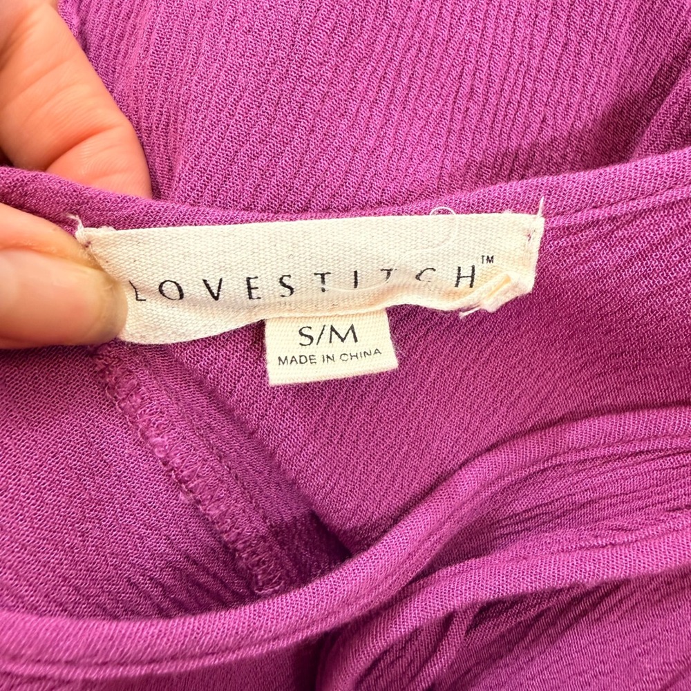 Lovestitch Magenta Purple Gauze Maxi Dress Adjustable Straps Pockets S/M - Picture 8 of 9